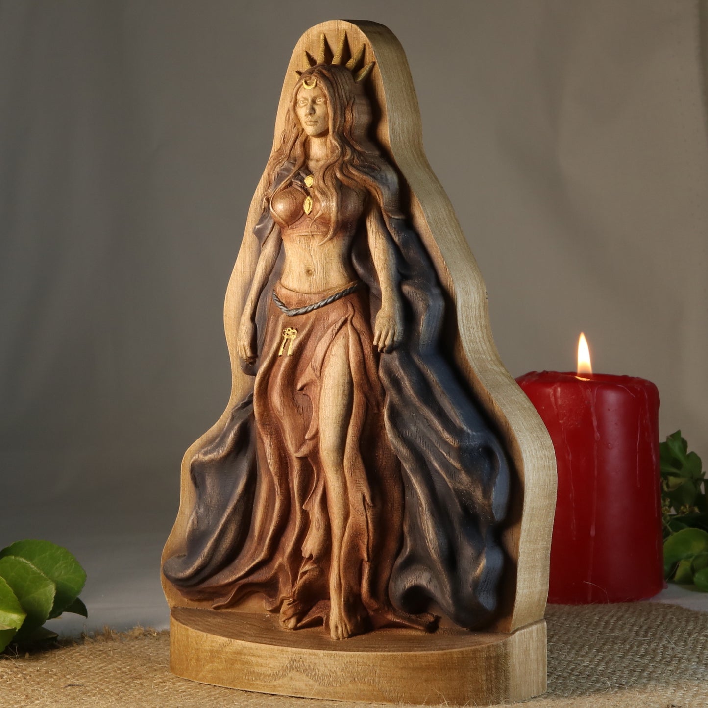 Hecate statue Hecate altar Goddess statue Greek goddess Greek mythology Greek statue Hecate art Hecate figurine Wood carving Witchcraft