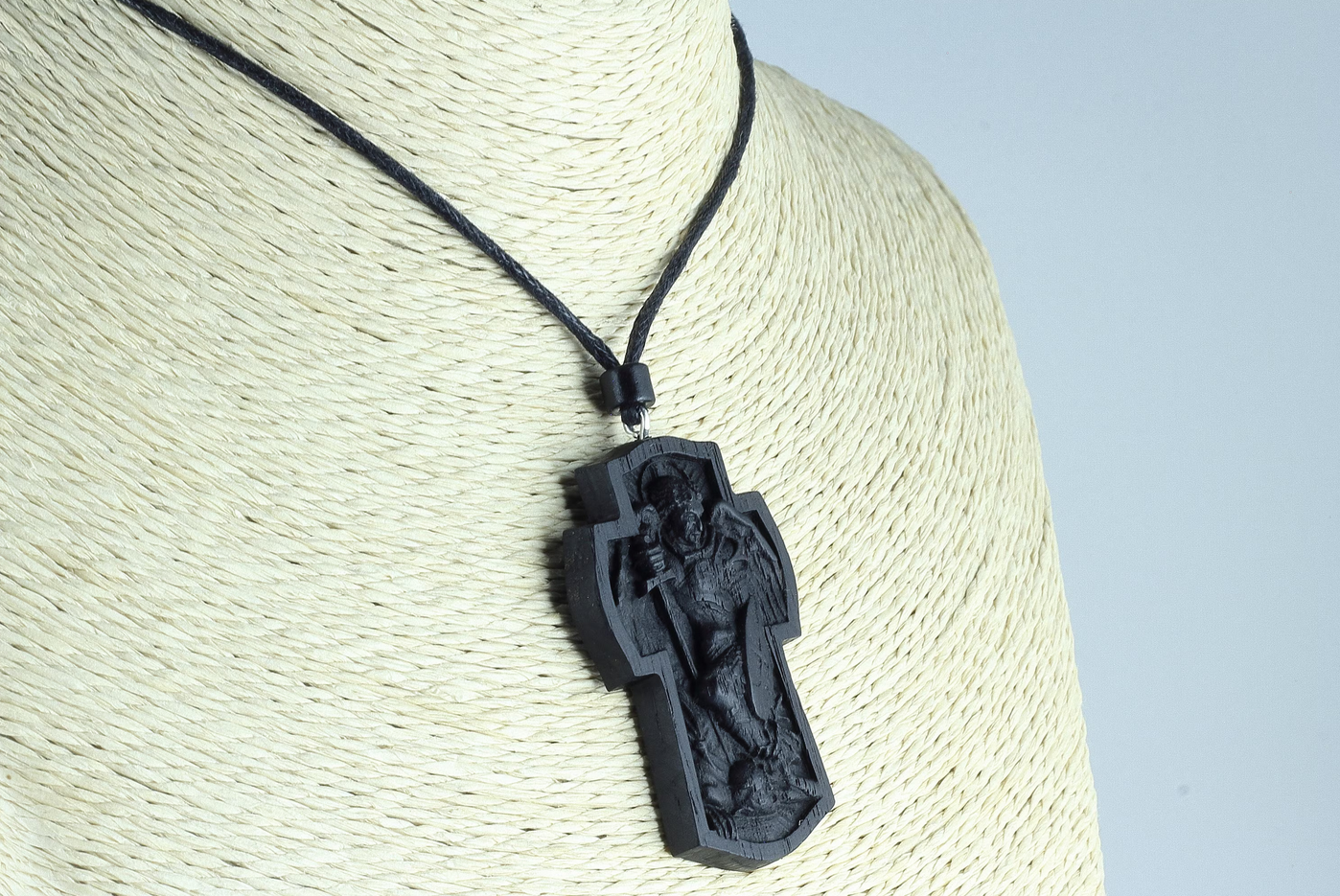 Bog Oak St. Michael Cross Necklace