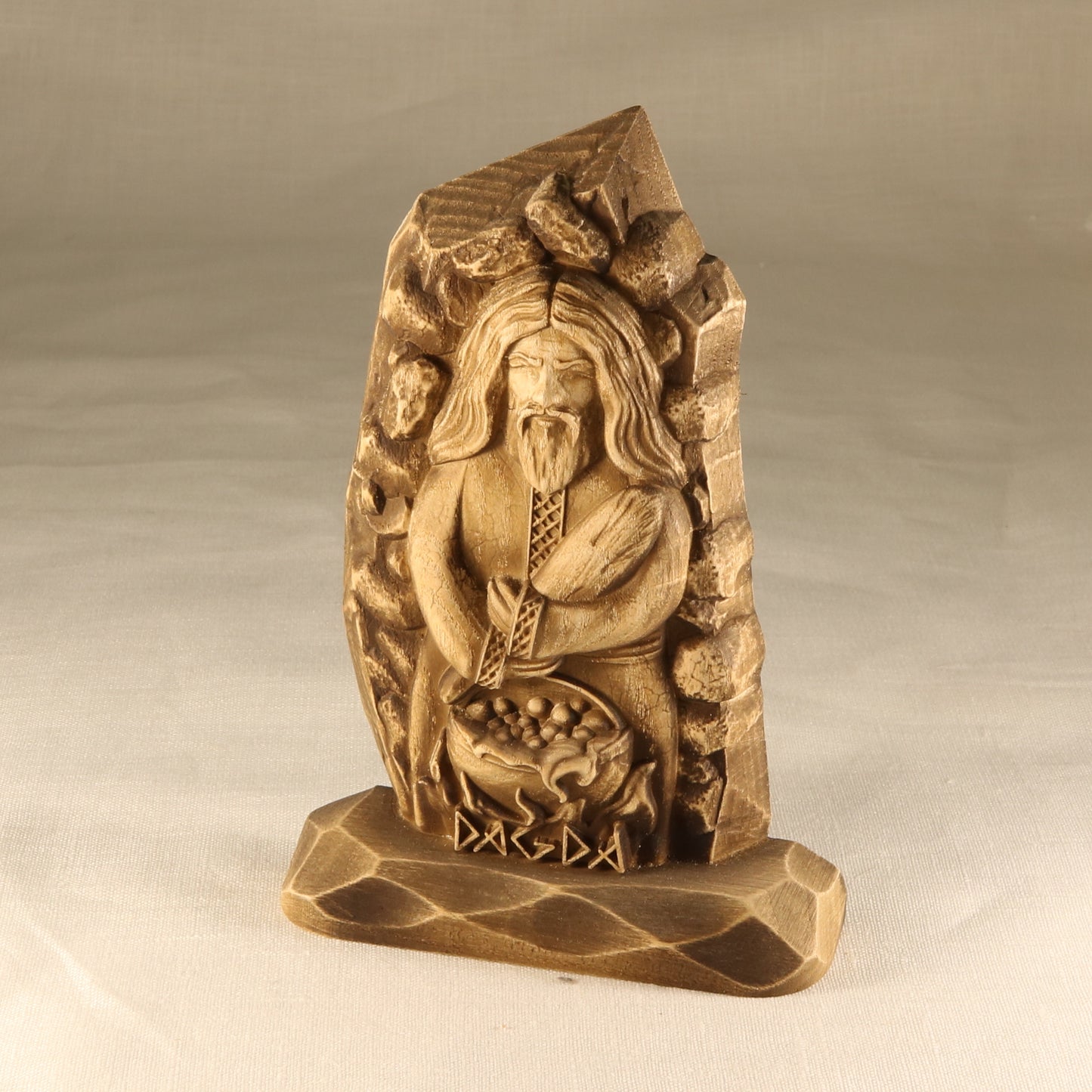 Dagda statue Norse gods Wooden mini sculpture