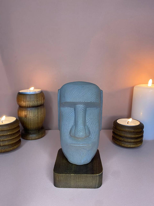 Moai statue Easter island statue Easter island head Moai head Moai wood carving Tiki bar Easter island Rapa nui Moai woodart Bust sculpture
