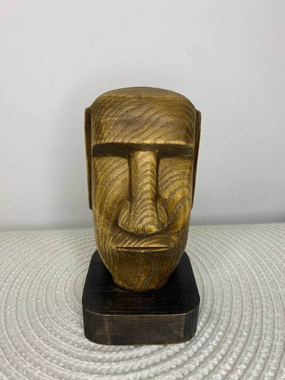 Moai Wooden Statue | Hand-Carved Ash Wood Easter Island Head Figurine