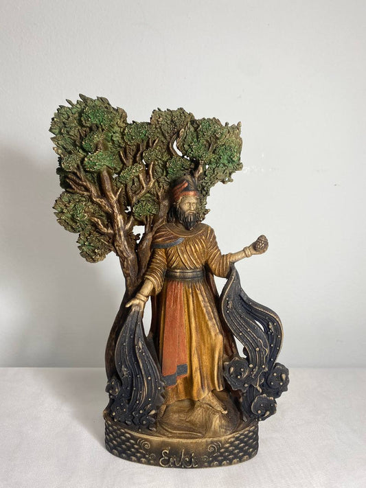 Enki Sumerian Ancient aliens Sumerian gods Anunnaki Mesopotamia Sumerian mythology Sumerian goddess Babylon Enlil Goddess statue Wood carved