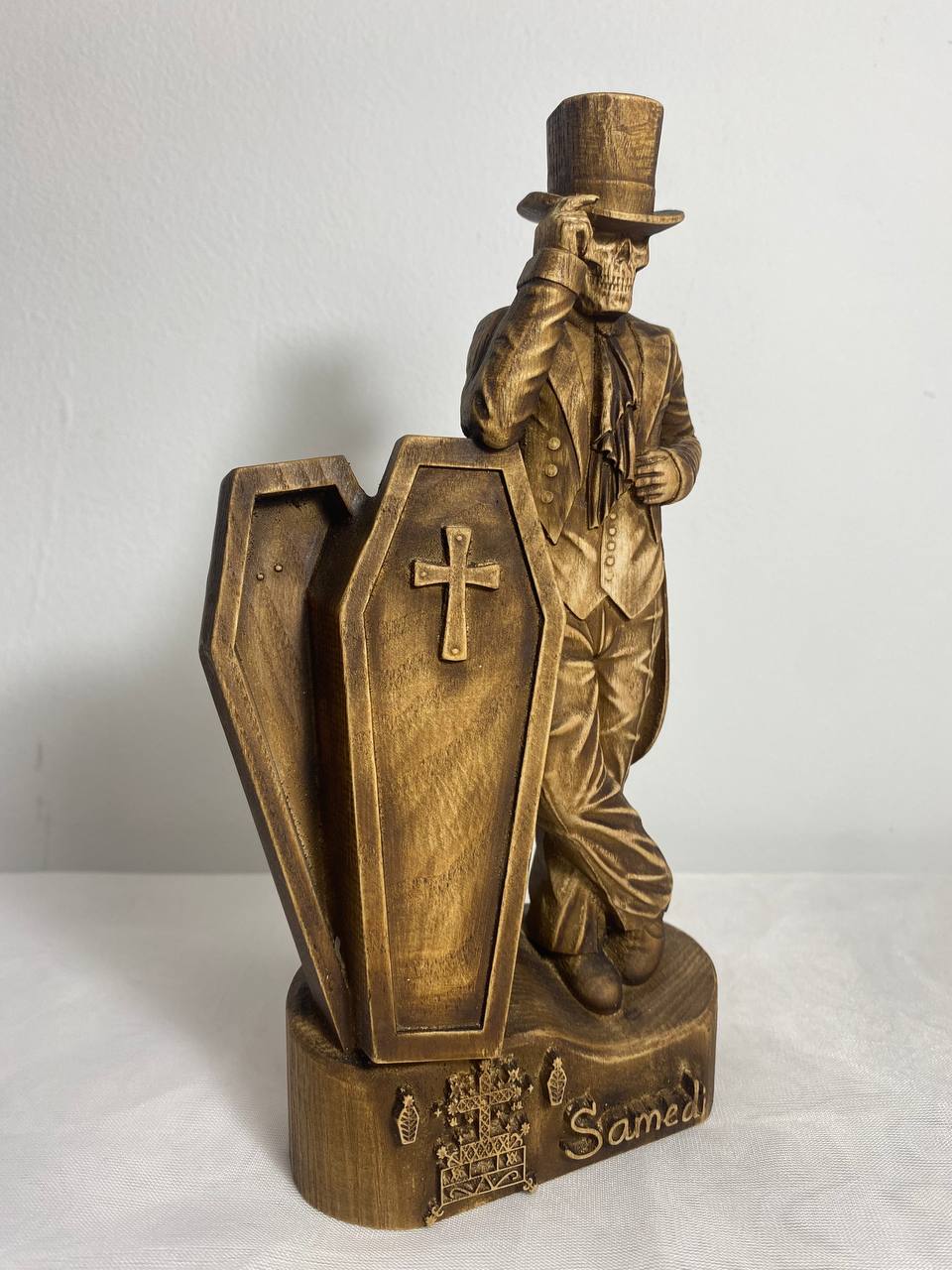 Baron samedi statue Voodoo statue Loa Gothic Occult decor Gothic statue Voodoo skull