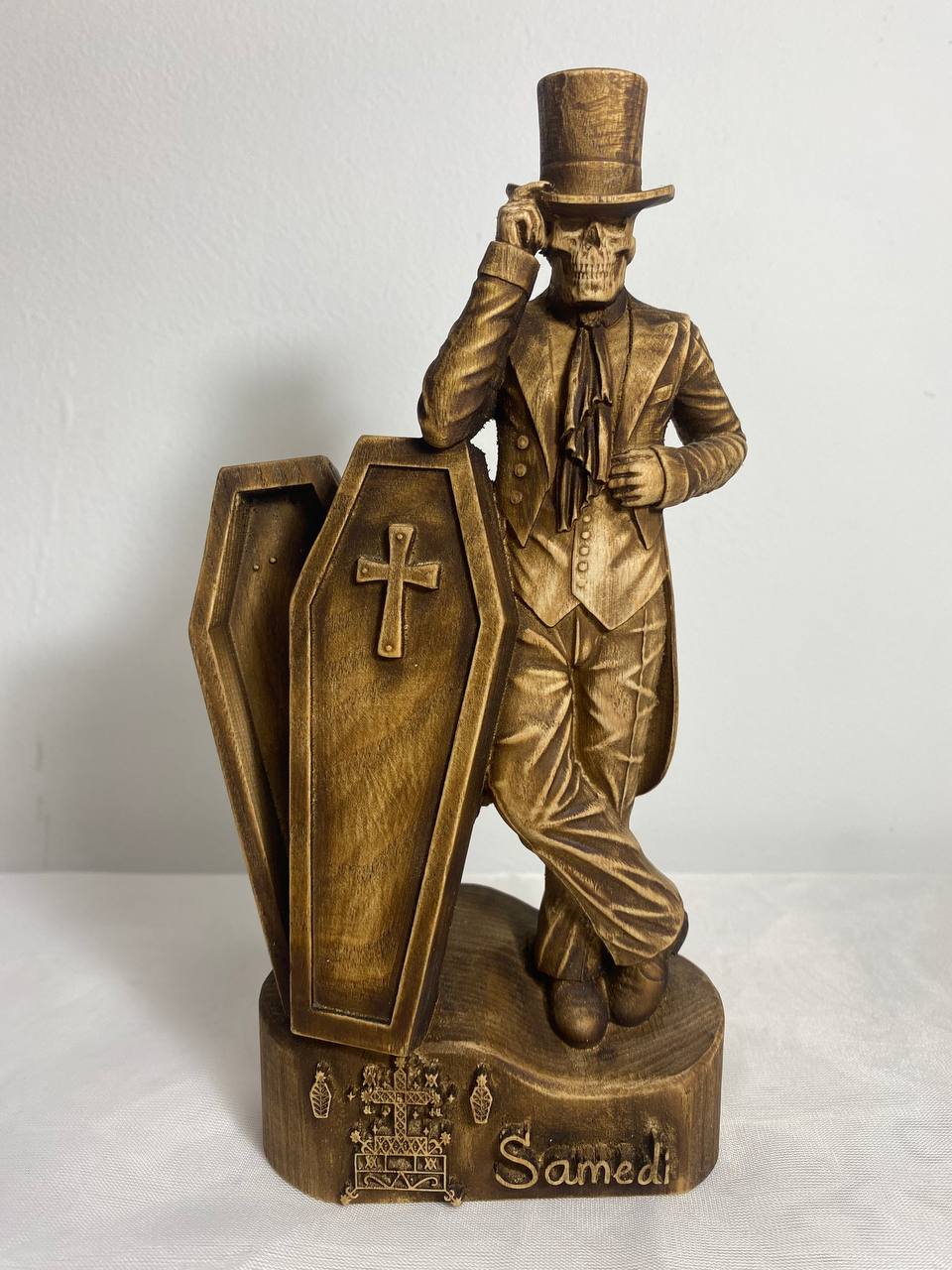 Baron samedi statue Voodoo statue Loa Gothic Occult decor Gothic statue Voodoo skull