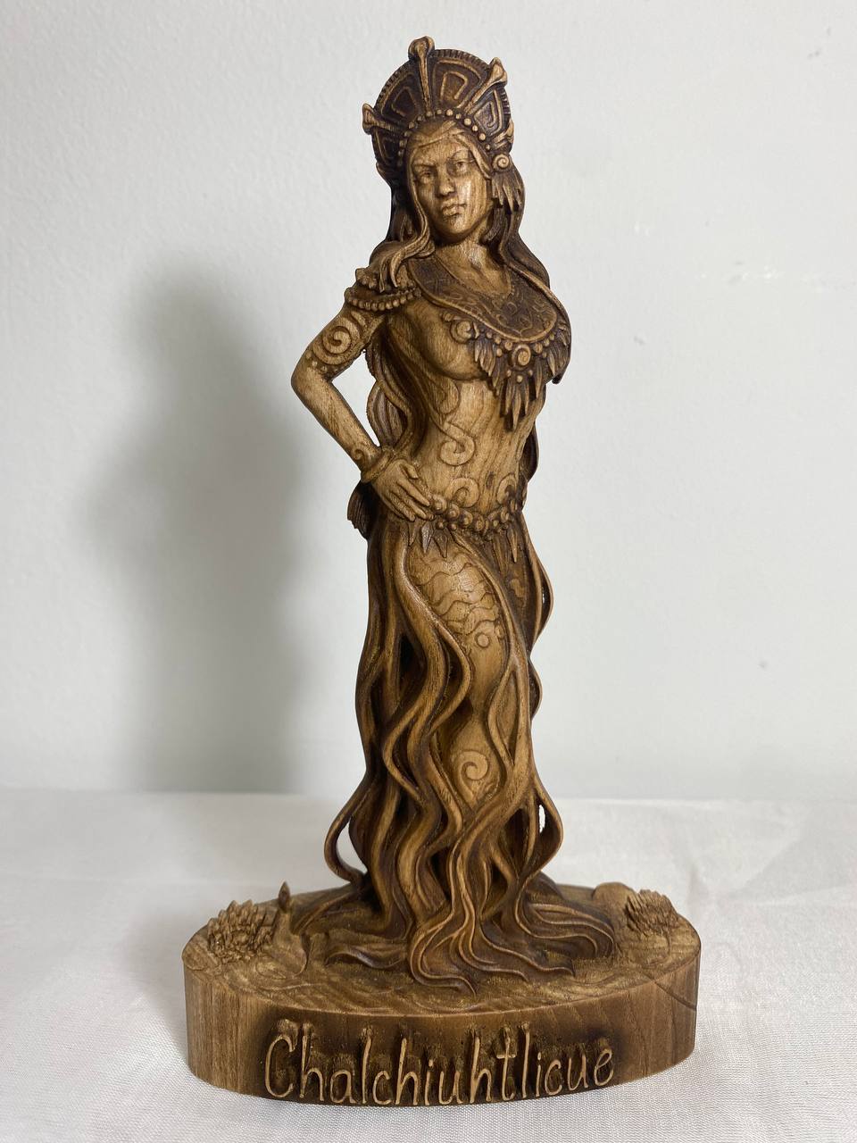 Chalchiuhtlicue Aztec gods Maya statue Aztec art Water goddess Goddess statue Aztec mythology Aztec wooden décor Aztec statue Witchcraft