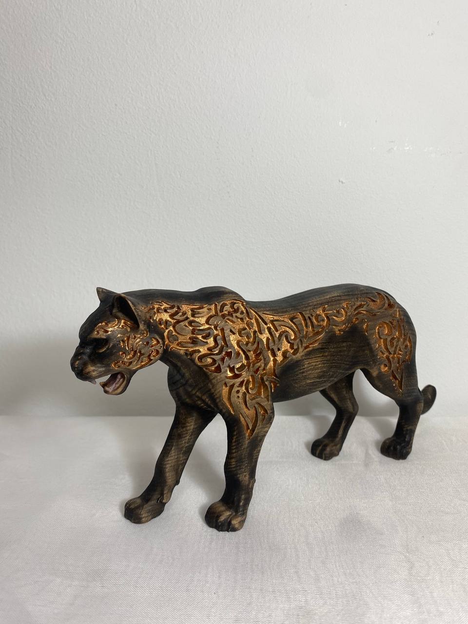 Panther statue Panther figurine Panther sculpture Black panther Panther art Panther living décor Wood carving animal