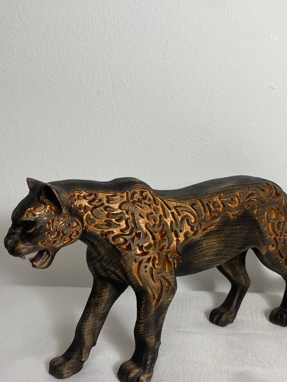 Panther statue Panther figurine Panther sculpture Black panther Panther art Panther living décor Wood carving animal