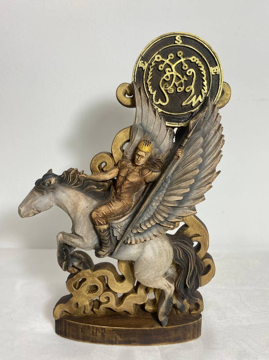 Prince seere Demon statue Gothic statue Goetia demon Demon Sigil of seere Goetia ocult Gothic décor Wood carved statue Seere demon Carving Statue