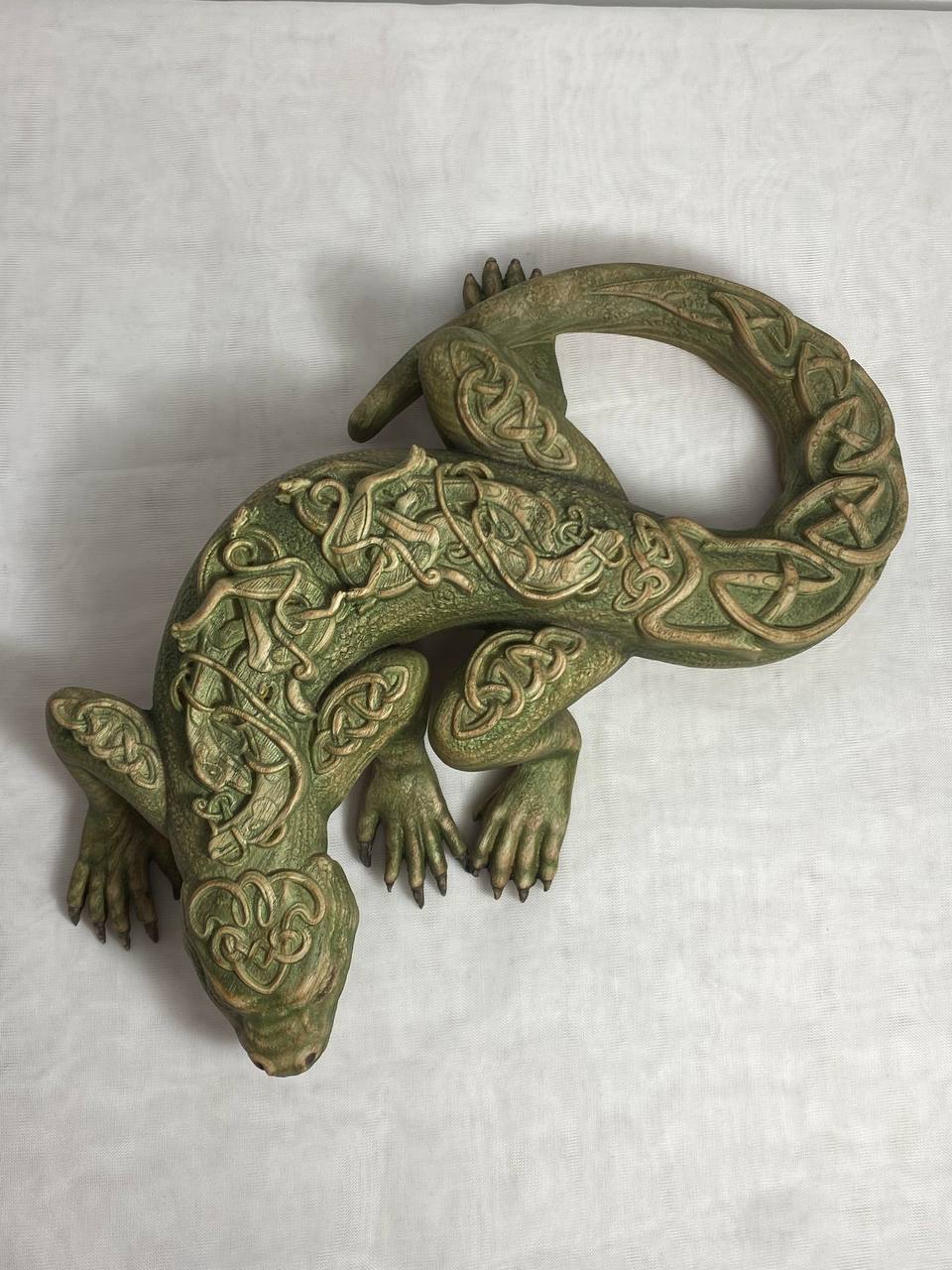 Lizard, Wooden statue Lizard dragon Reptile