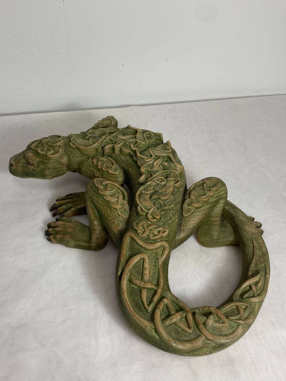Lizard, Wooden statue Lizard dragon Reptile