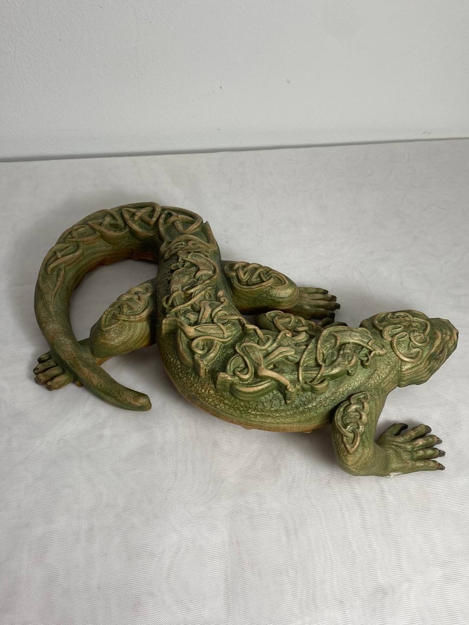 Lizard, Wooden statue Lizard dragon Reptile