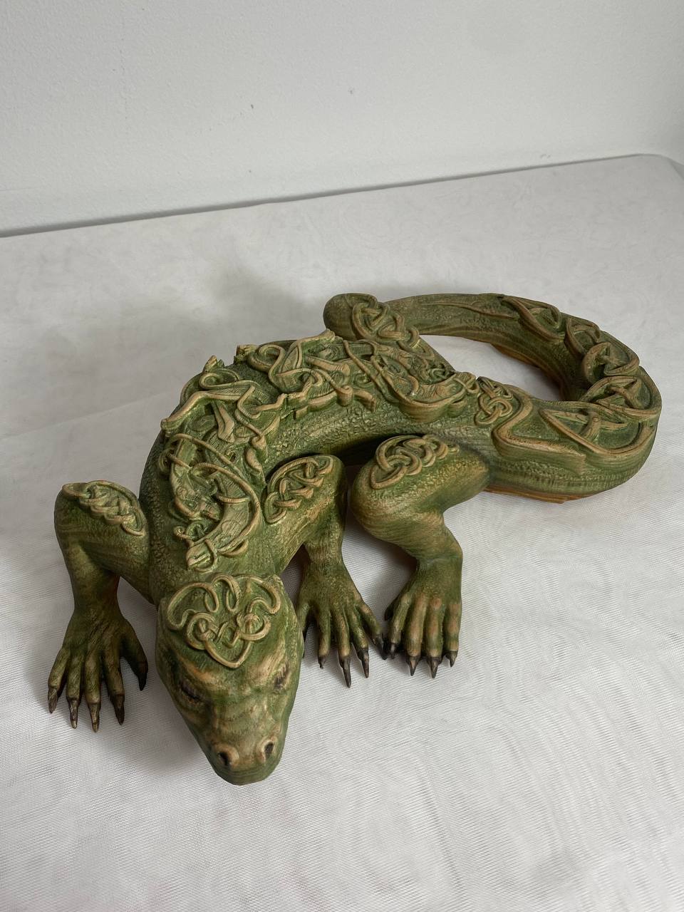Lizard, Wooden statue Lizard dragon Reptile
