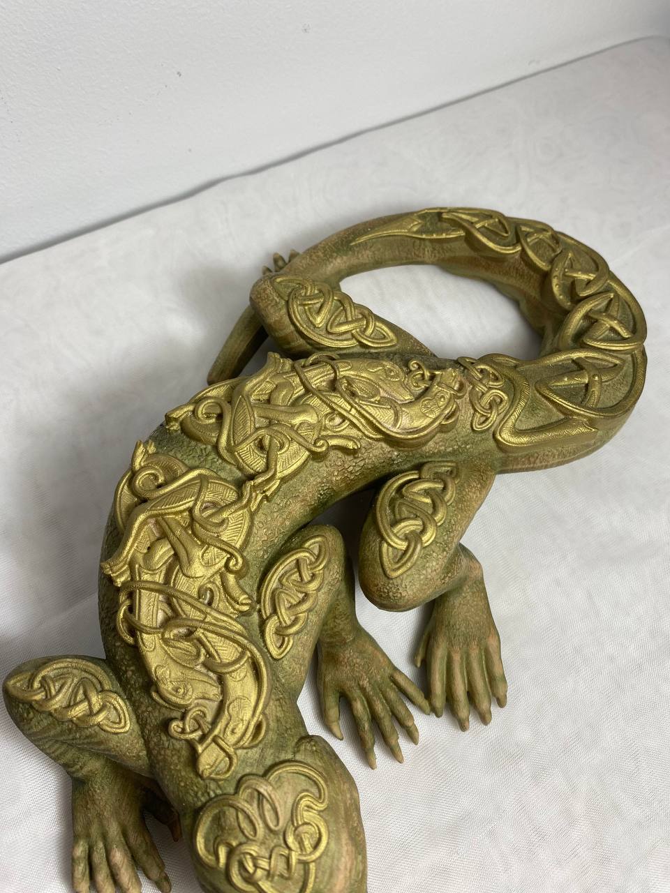 Lizard, Wooden statue Lizard dragon Reptile