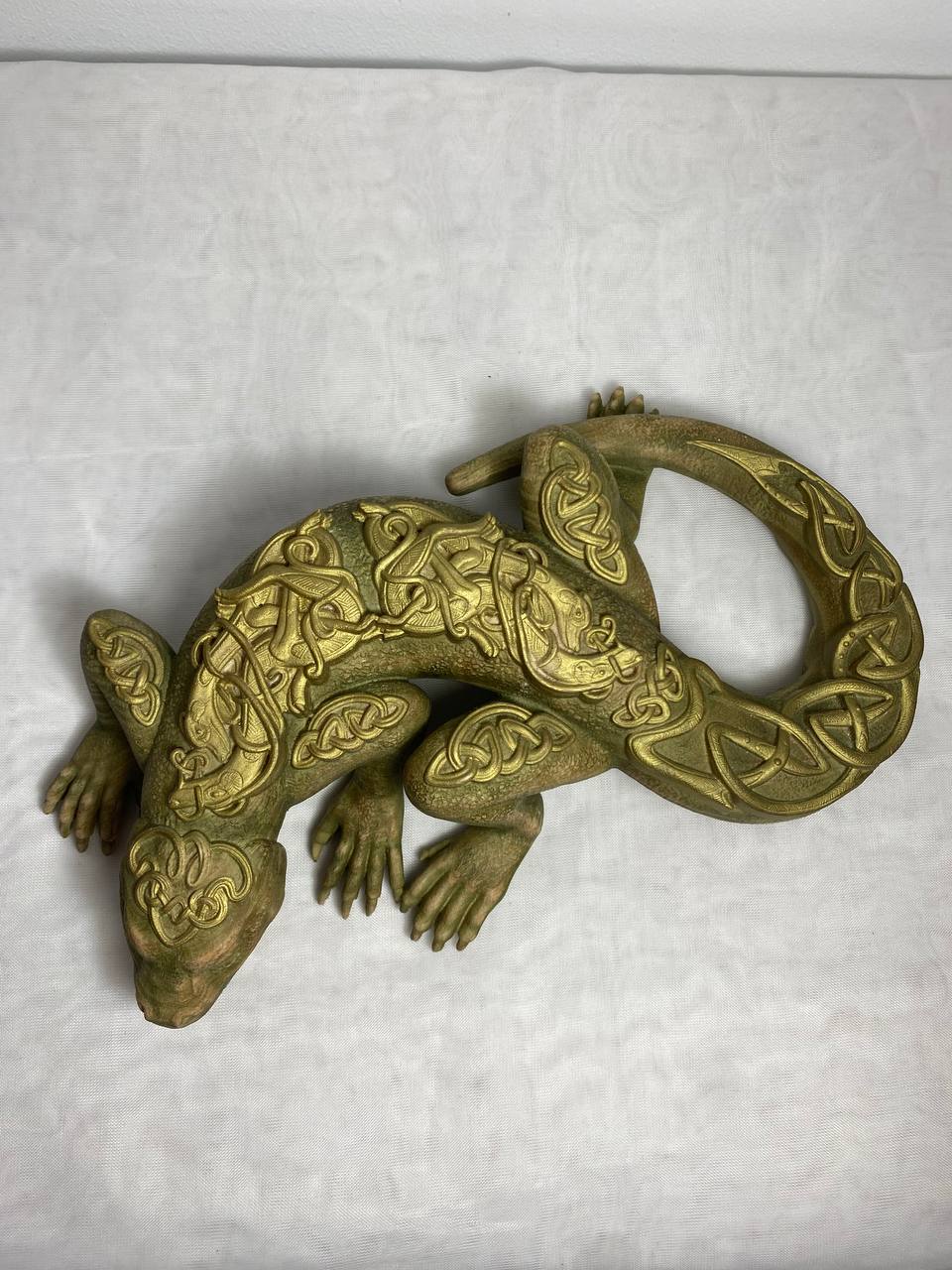 Lizard, Wooden statue Lizard dragon Reptile