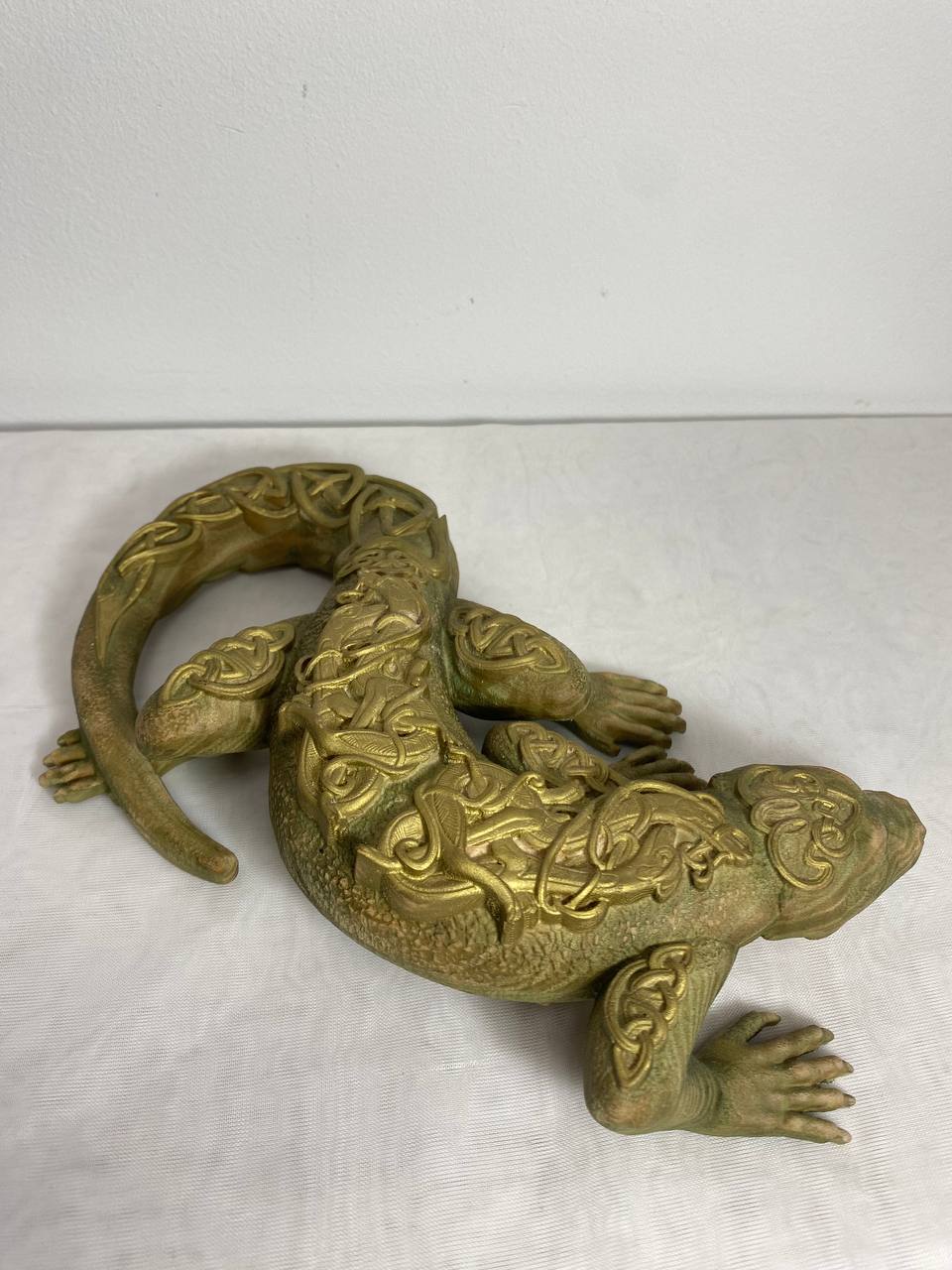 Lizard, Wooden statue Lizard dragon Reptile