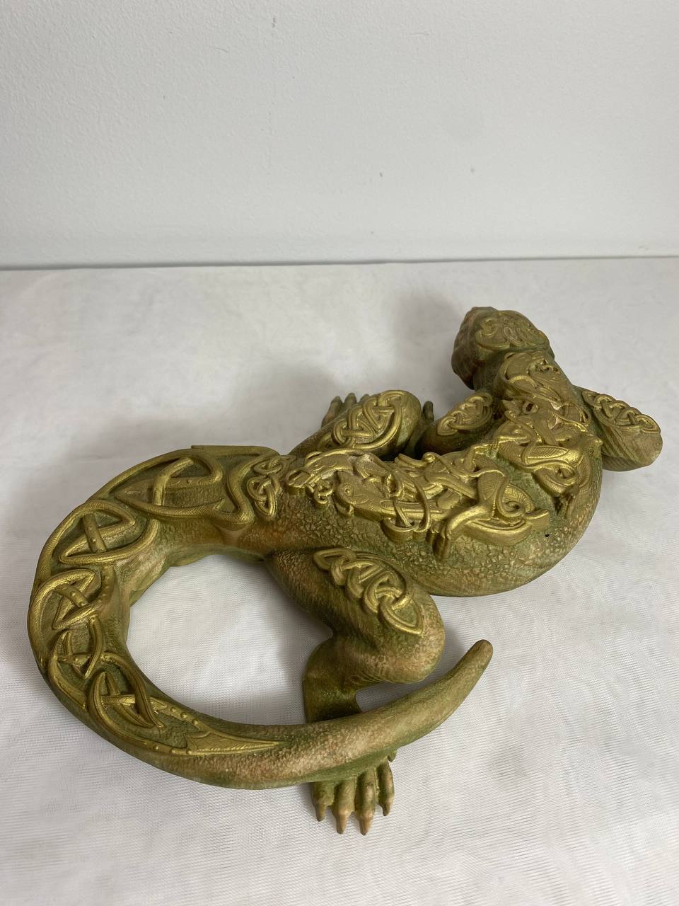 Lizard, Wooden statue Lizard dragon Reptile