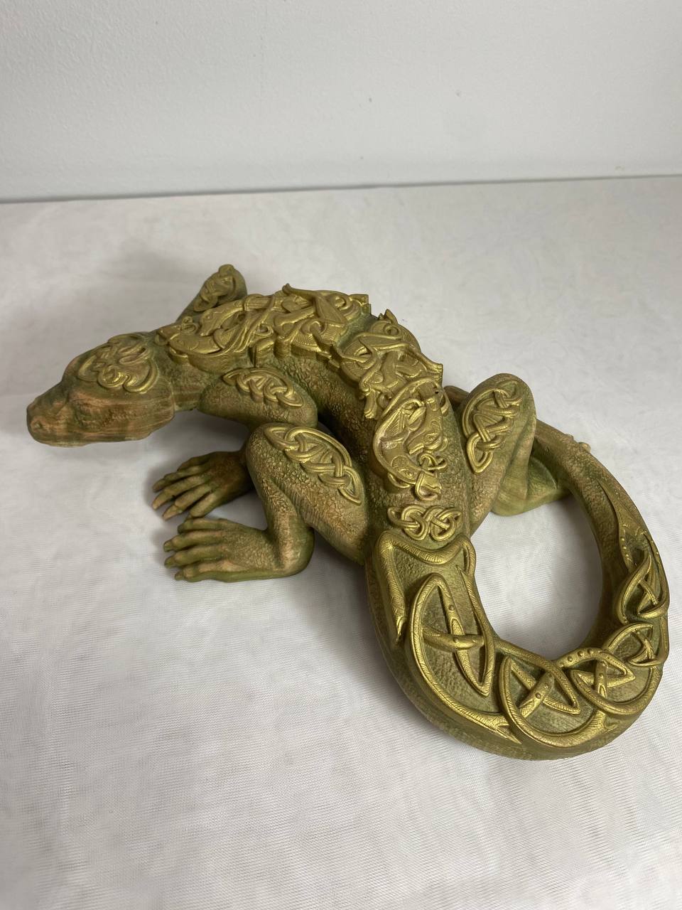 Lizard, Wooden statue Lizard dragon Reptile