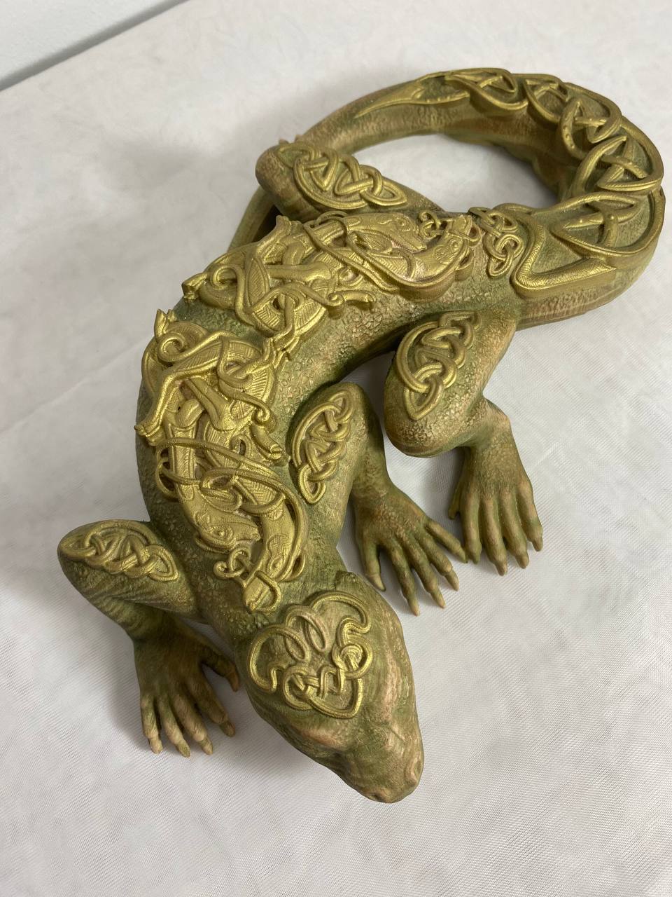 Lizard, Wooden statue Lizard dragon Reptile