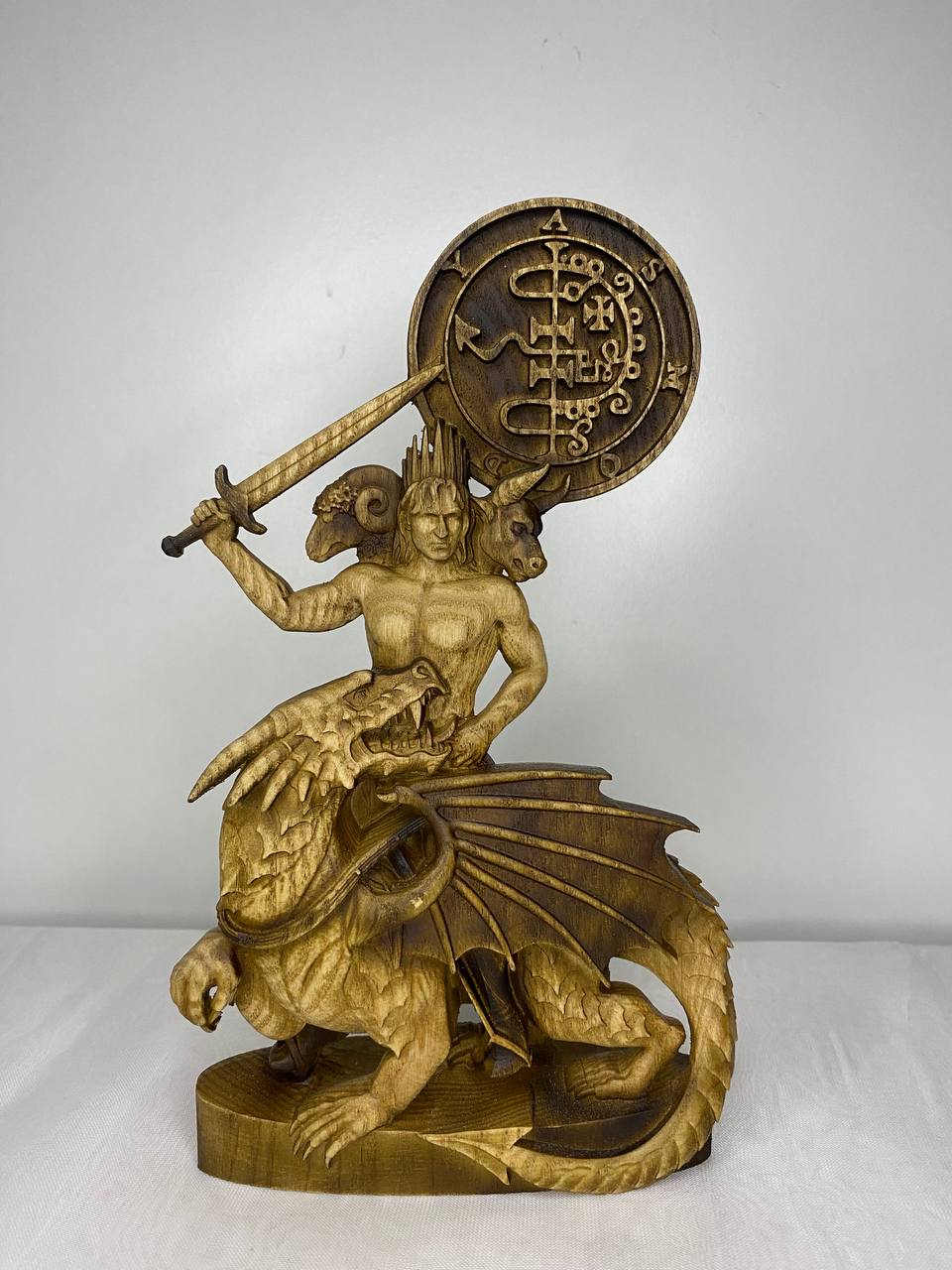 Asmoday Statue: Wood Carving, Occult Home Decor