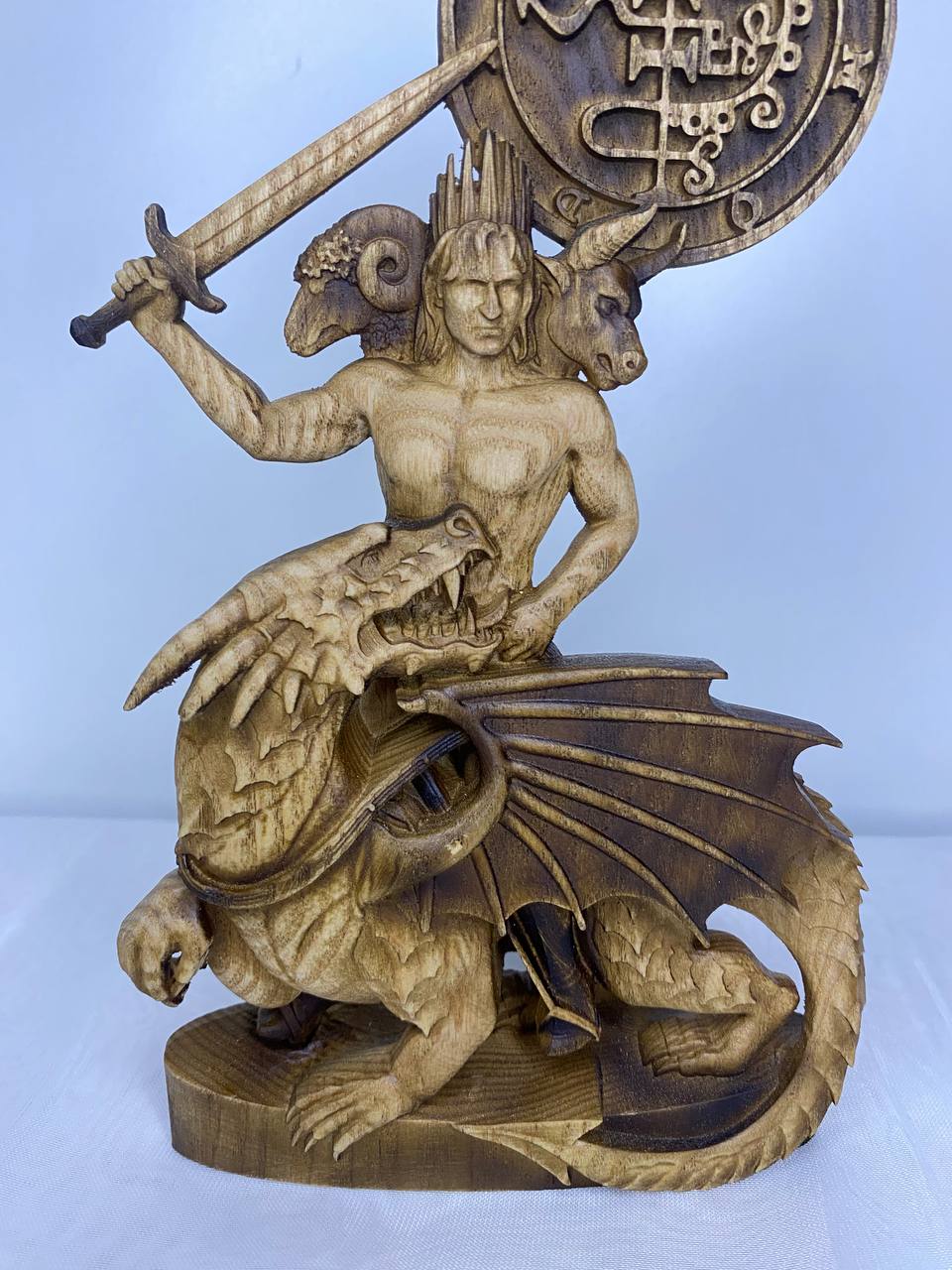 Asmoday Statue: Wood Carving, Occult Home Decor