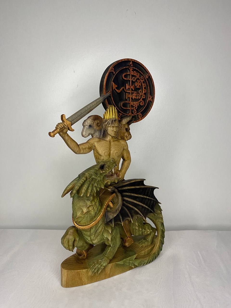 Asmoday Statue: Wood Carving, Occult Home Decor