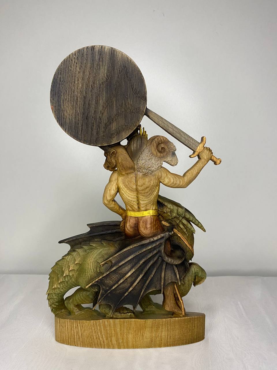 Asmoday Statue: Wood Carving, Occult Home Decor