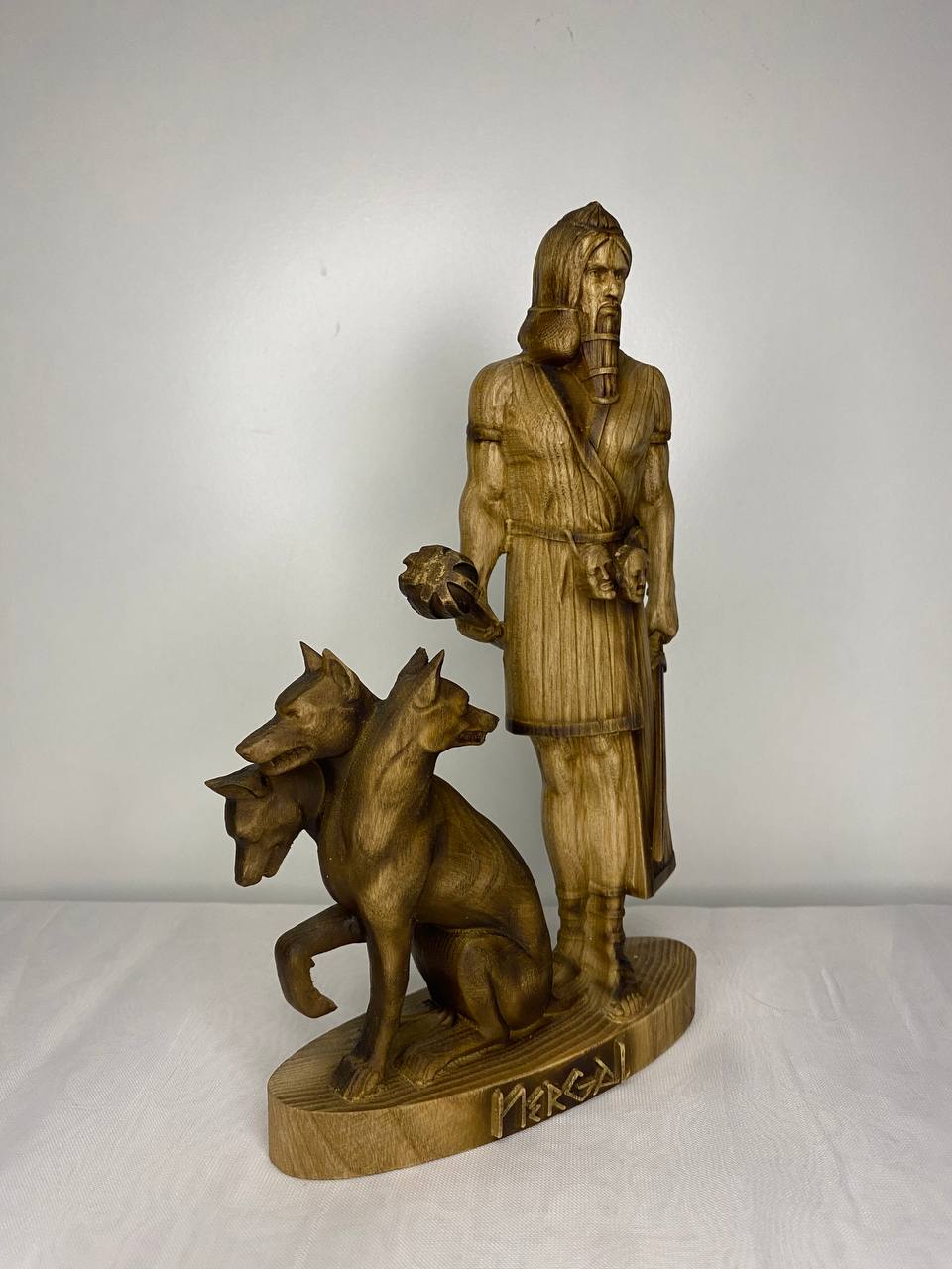 Handmade Nergal Statue: Mesopotamian God of War, Ash Wood