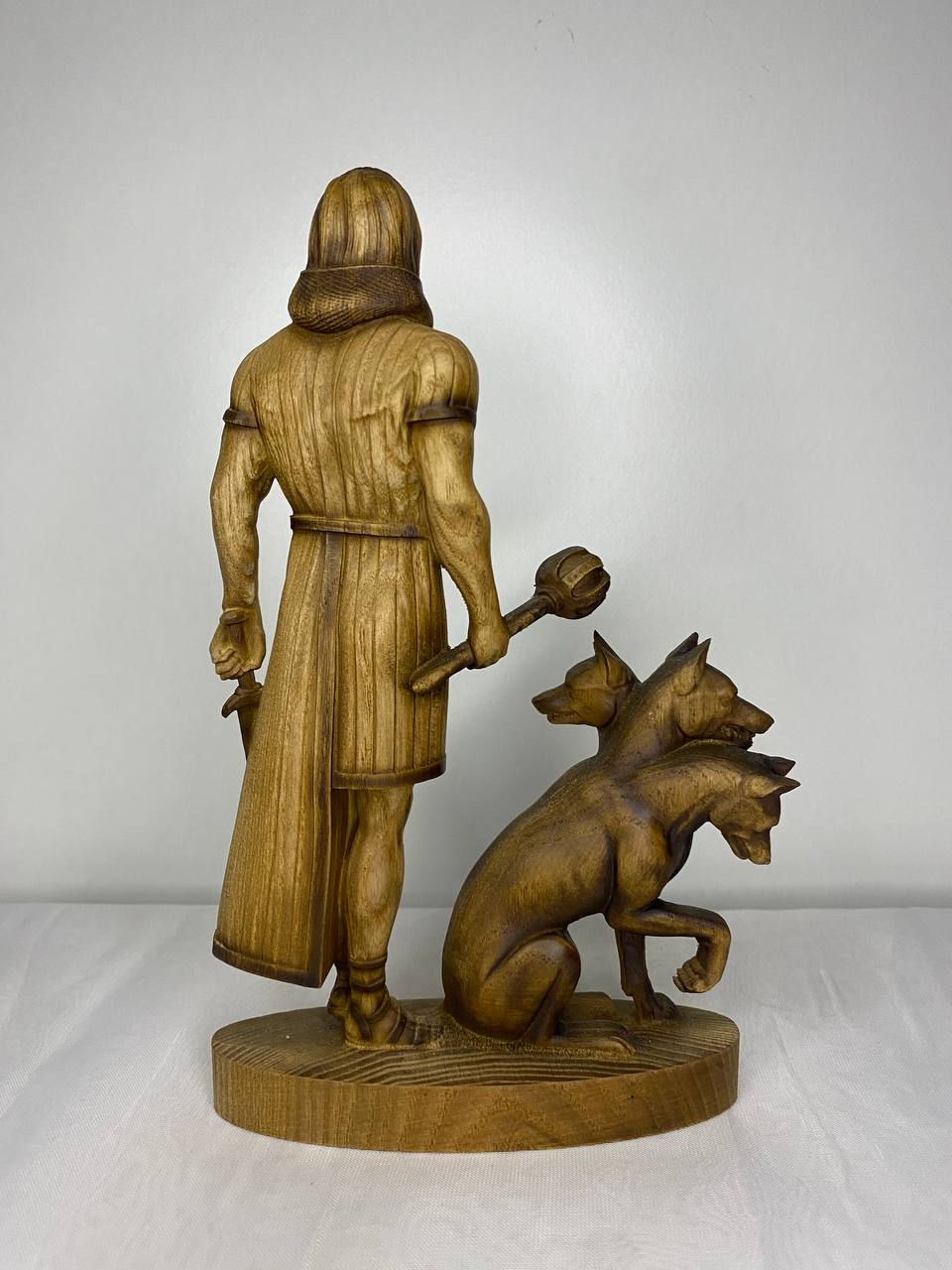 Handmade Nergal Statue: Mesopotamian God of War, Ash Wood