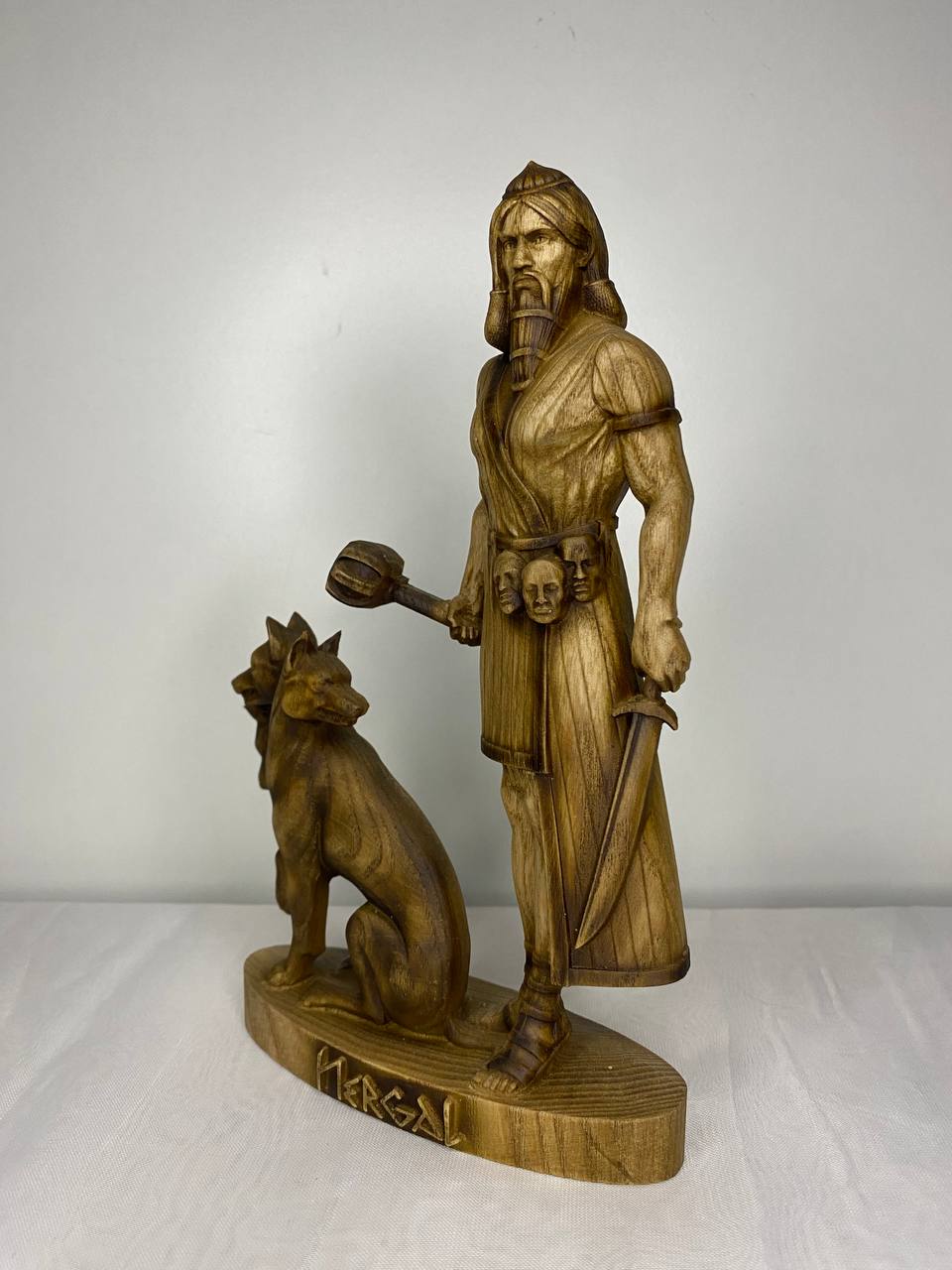 Handmade Nergal Statue: Mesopotamian God of War, Ash Wood
