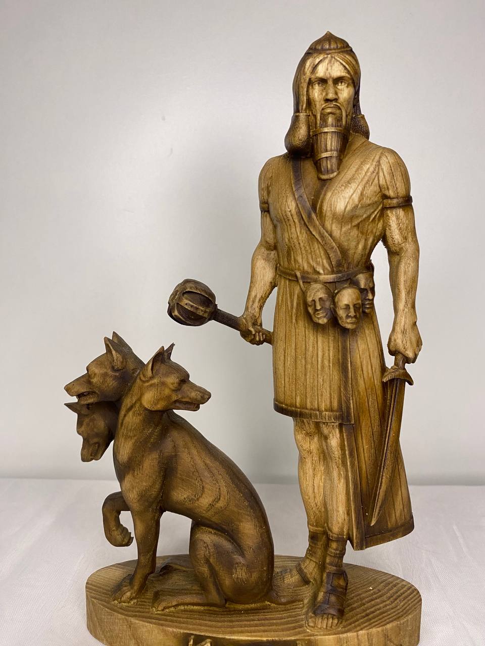 Handmade Nergal Statue: Mesopotamian God of War, Ash Wood