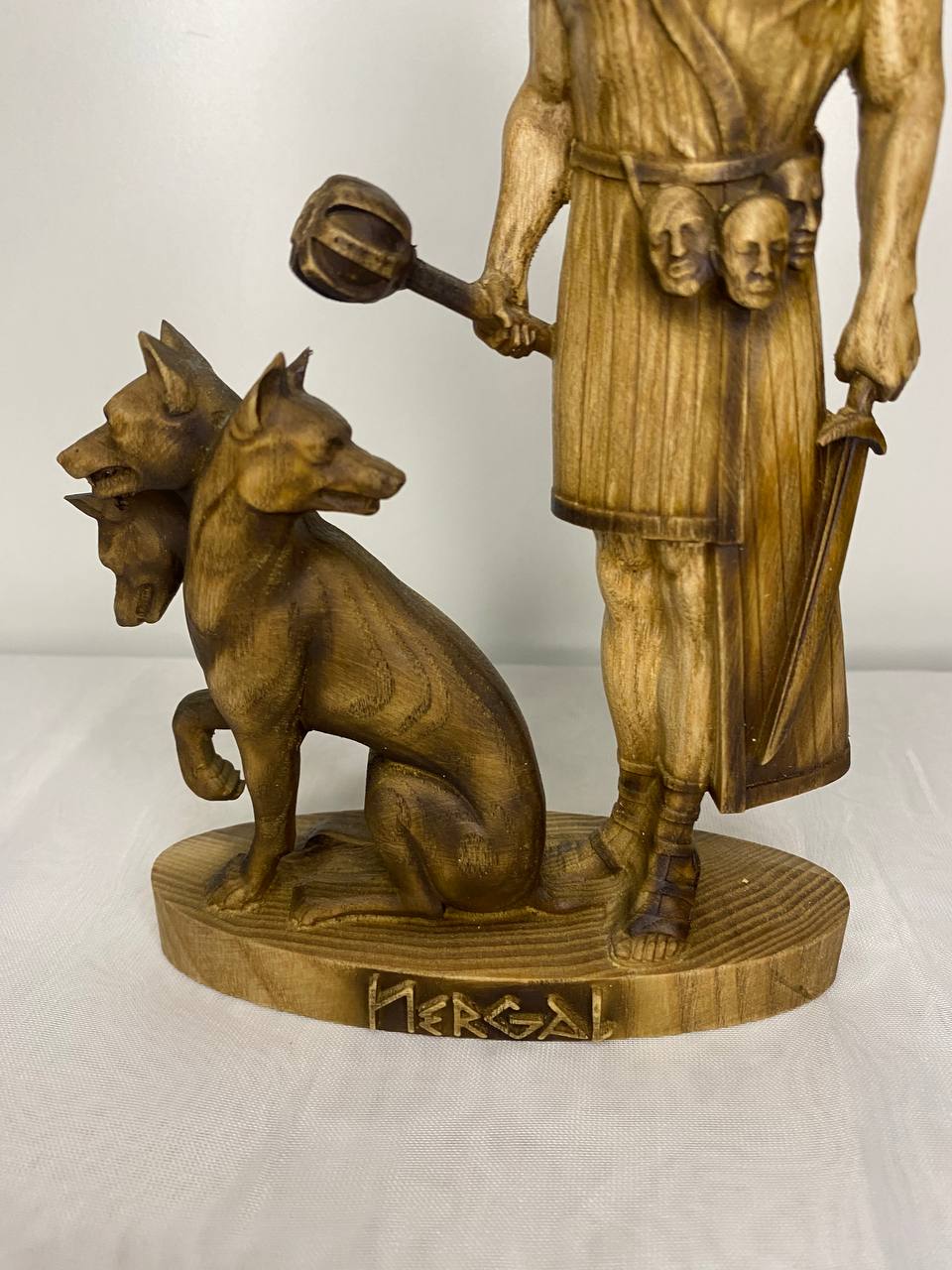 Handmade Nergal Statue: Mesopotamian God of War, Ash Wood