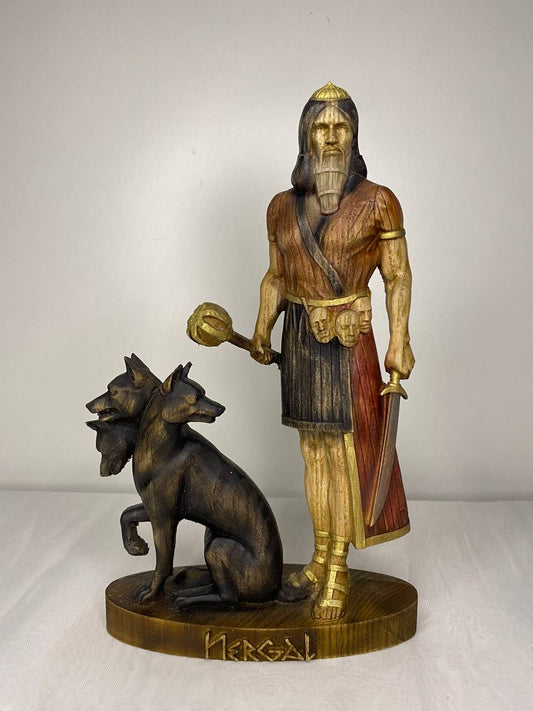Handmade Nergal Statue: Mesopotamian God of War, Ash Wood