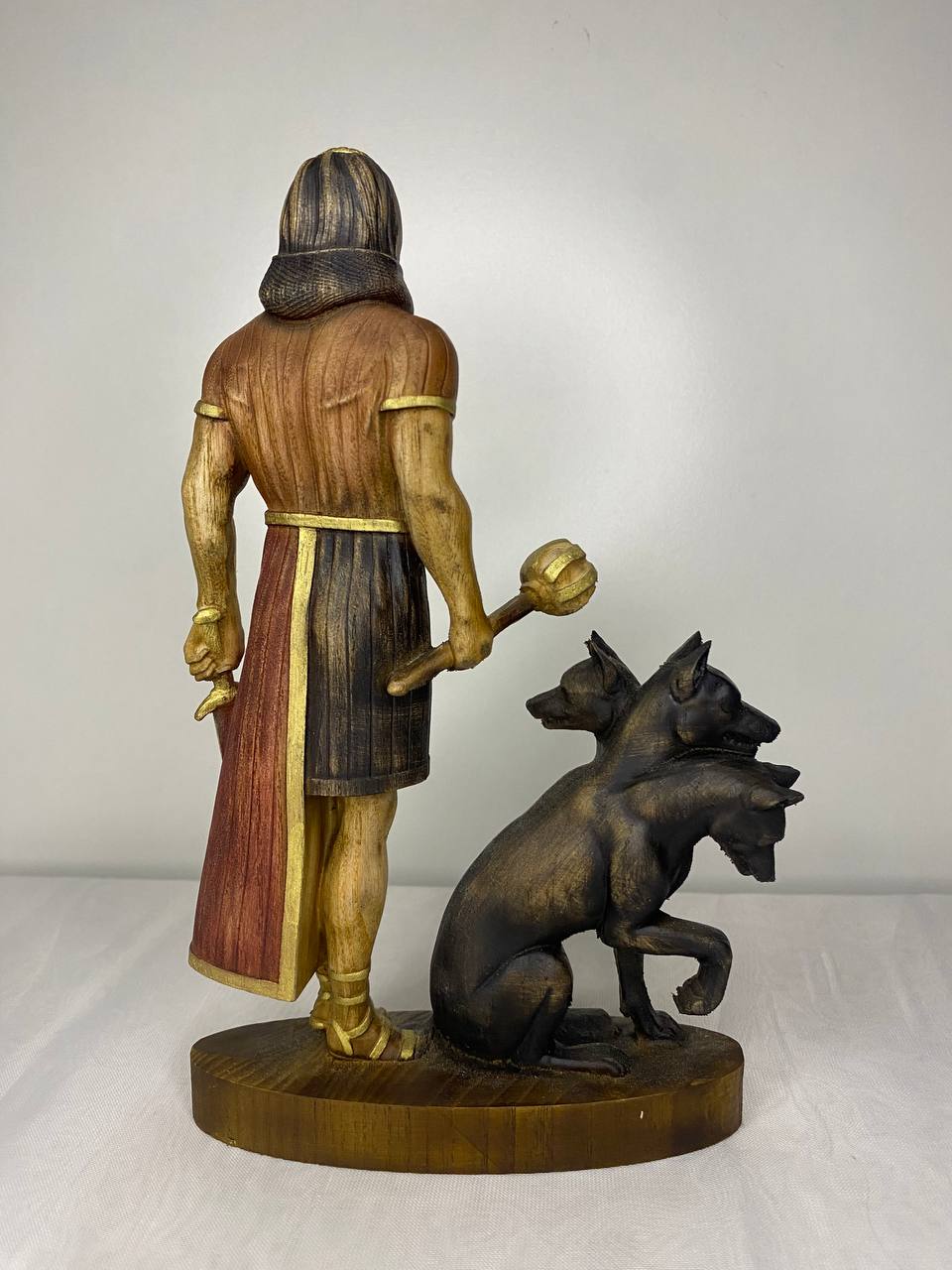 Handmade Nergal Statue: Mesopotamian God of War, Ash Wood