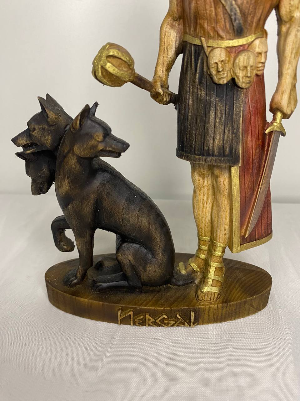 Handmade Nergal Statue: Mesopotamian God of War, Ash Wood