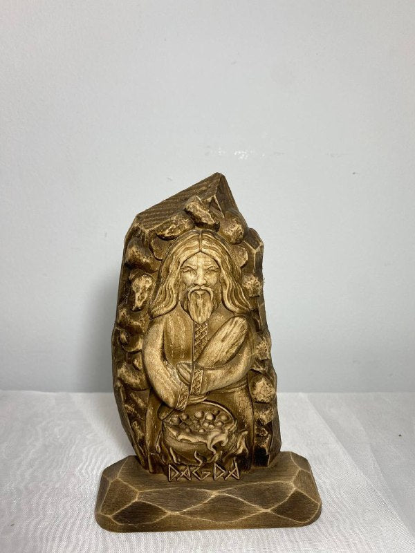 Handcrafted Prosperity The Dagda Statue of Wealth and Abundance in Norse Pagan Style