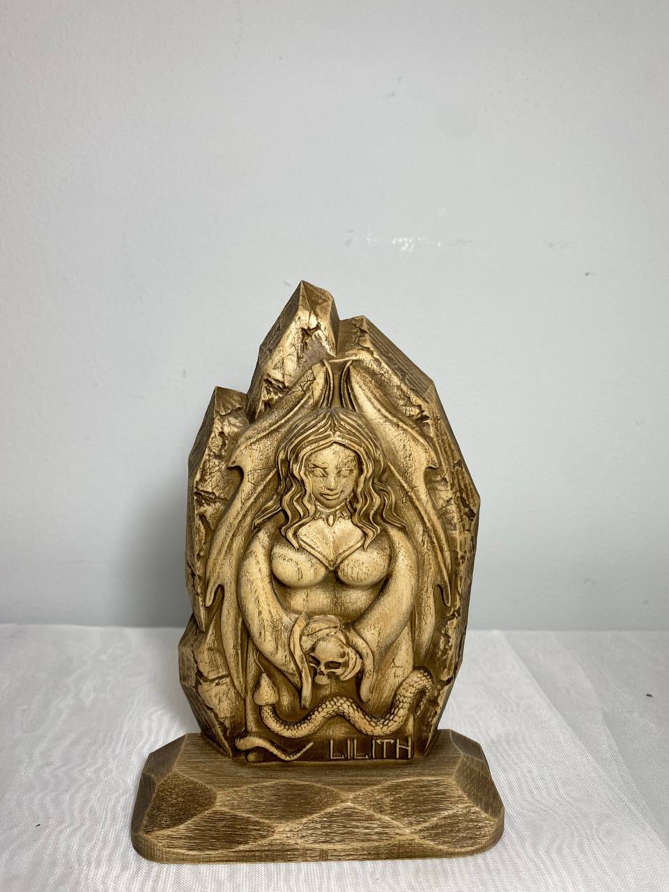 Lilith statue Wiccan mini altar Goddess statue Wood carving