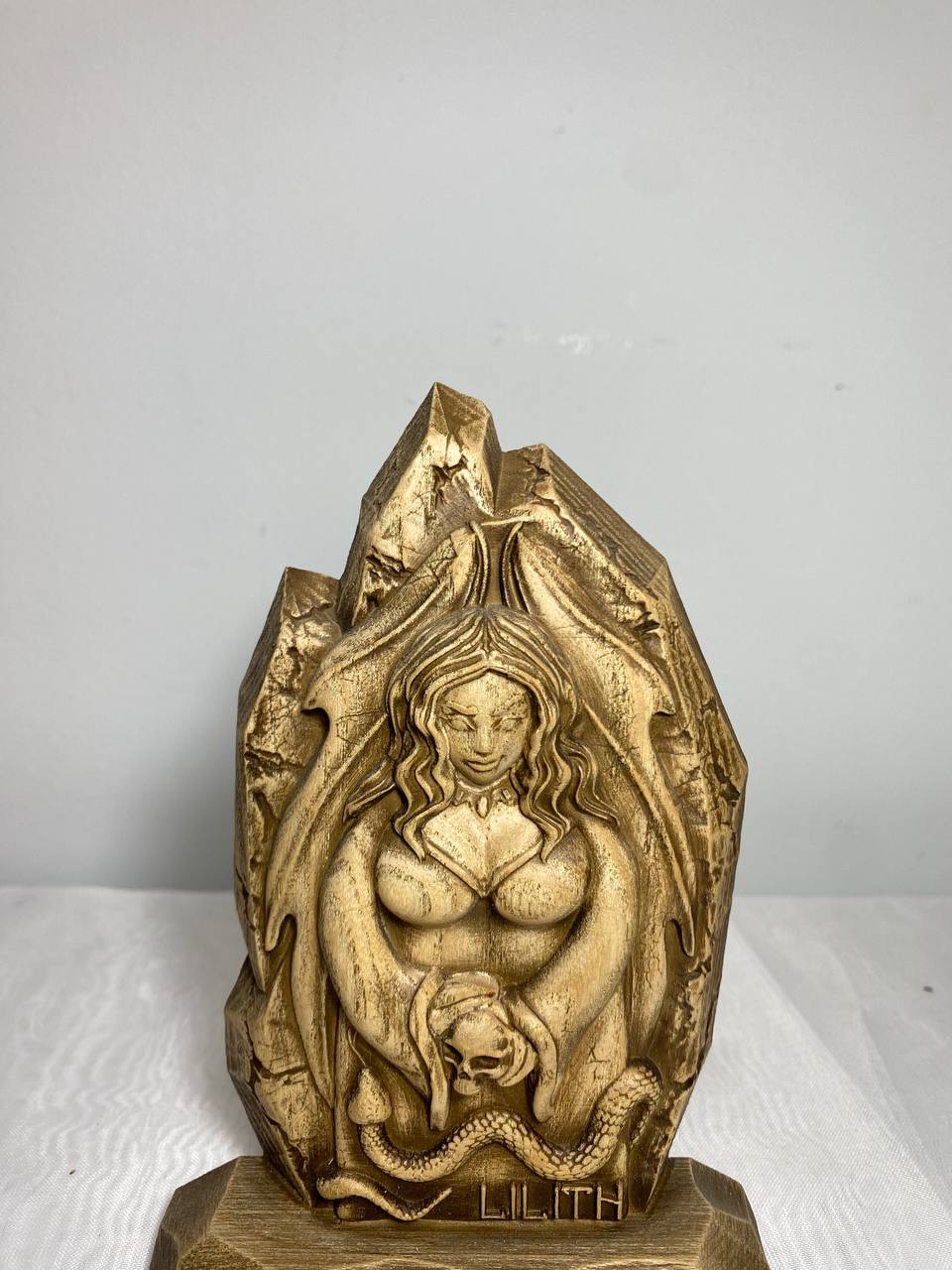 Lilith statue Wiccan mini altar Goddess statue Wood carving
