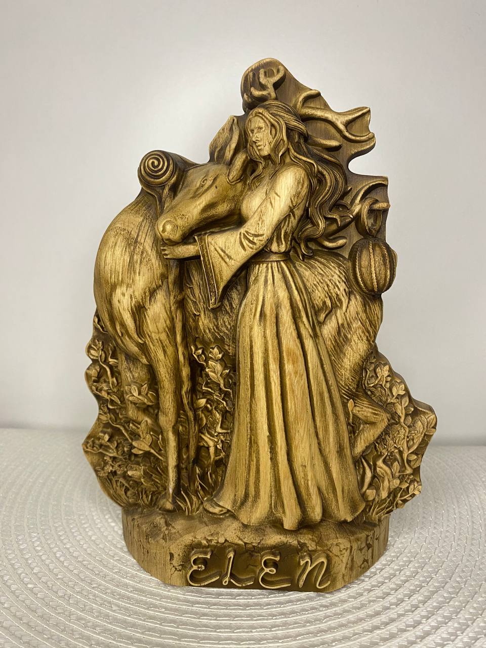 Elen Celtic Goddess Wooden Statue