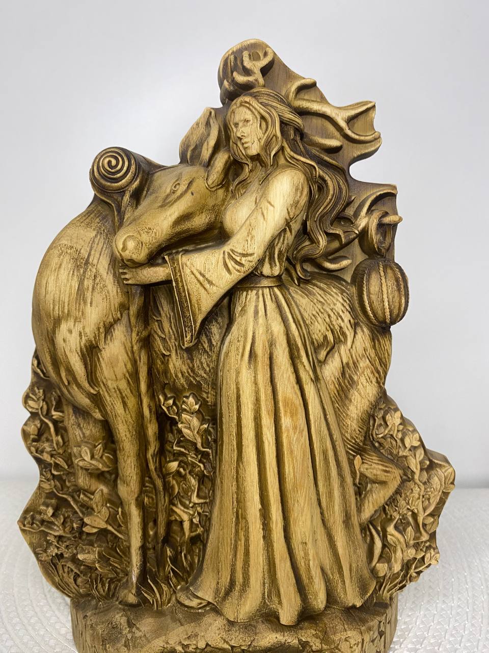 Elen Celtic Goddess Wooden Statue
