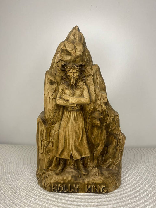 Oak King and Holly King Statue - Wooden Norse Gods