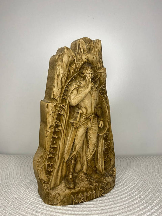 Hoenir Viking Altar Statue - Wooden Norse Altar
