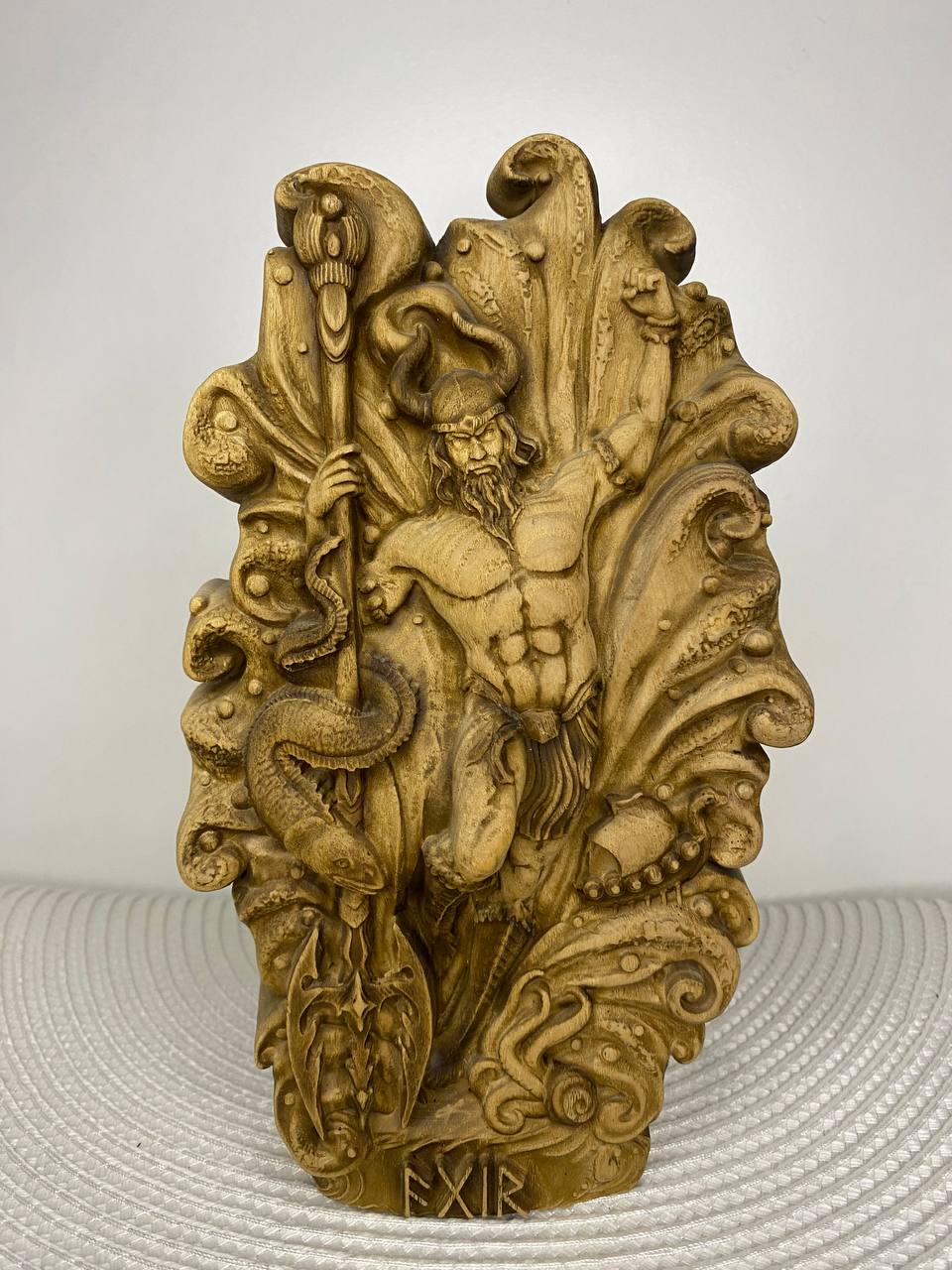 Aegir Asatru Viking decor Wooden statue