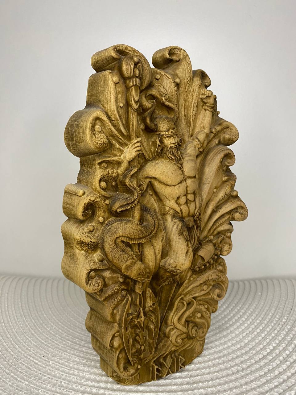Aegir Asatru Viking decor Wooden statue