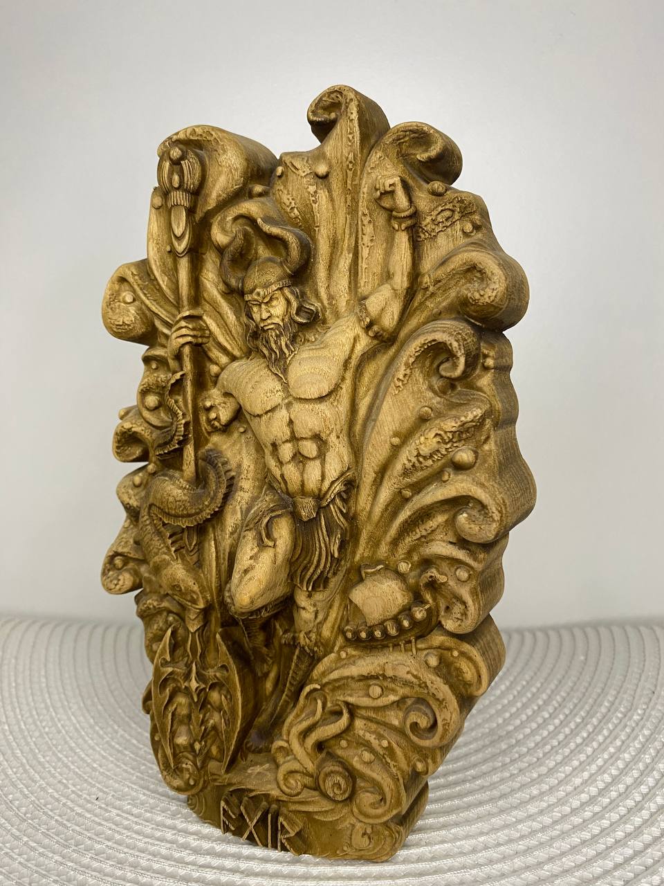 Aegir Asatru Viking decor Wooden statue