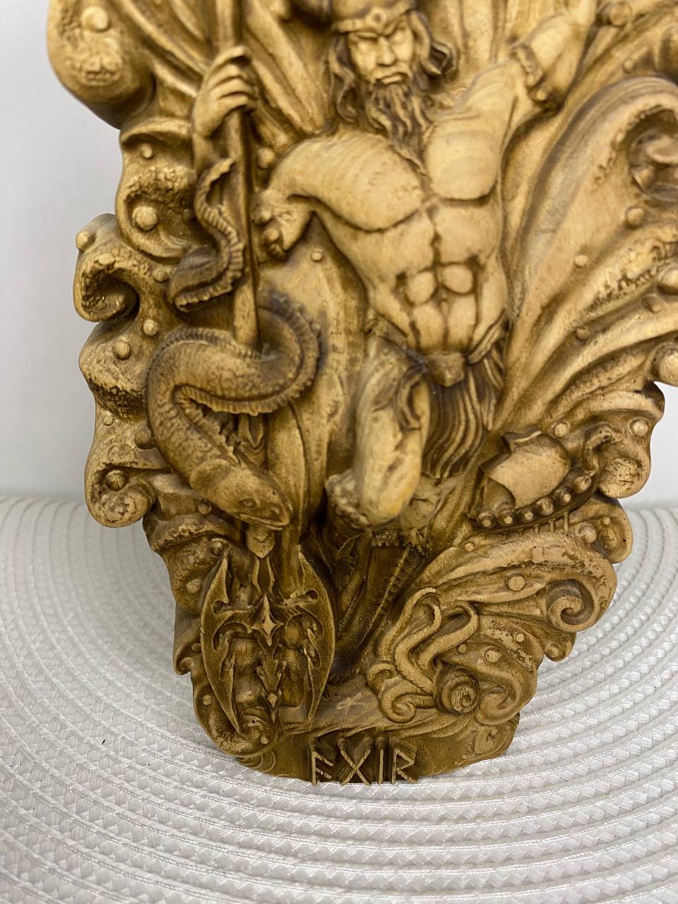 Aegir Asatru Viking decor Wooden statue