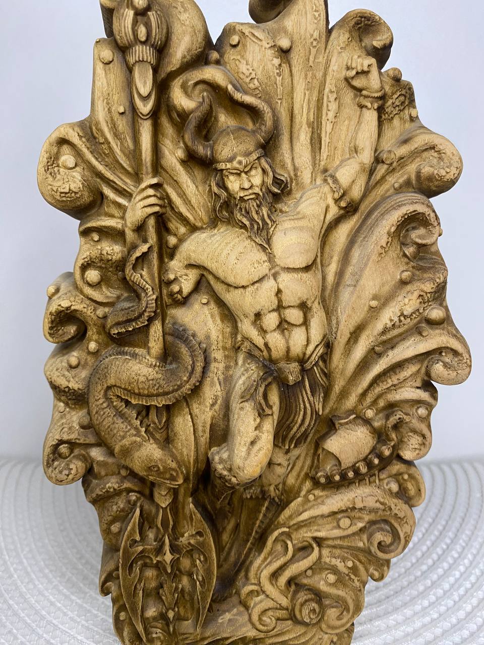 Aegir Asatru Viking decor Wooden statue