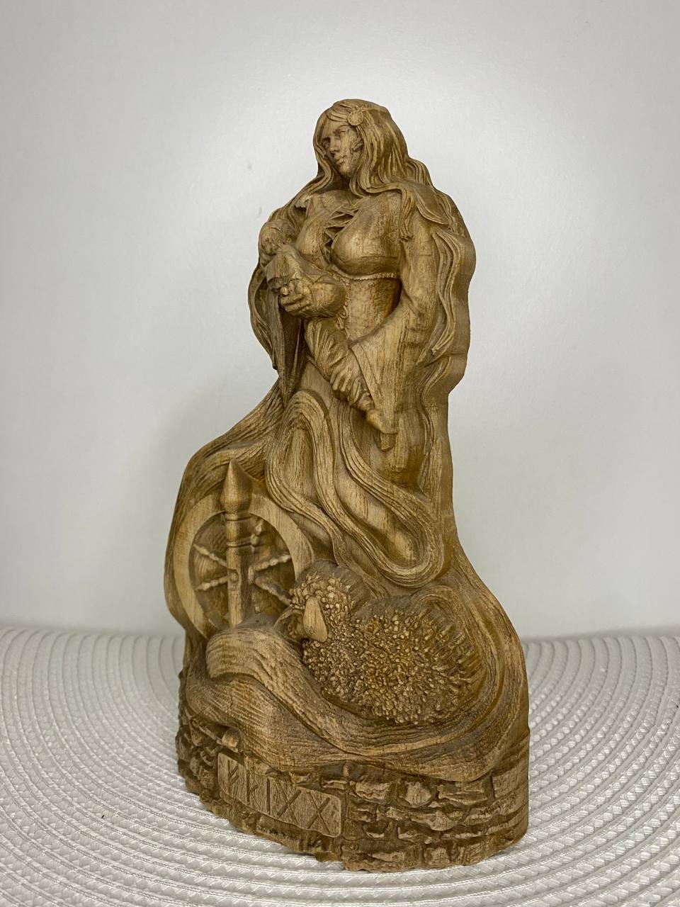 Frigg Goddess statue Wood carving Norse Carving altar