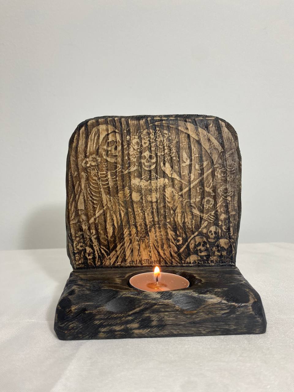 Santa muerte Santa muerte altar Goddess altar Santísima muerte Wooden candle holder Pagan altar