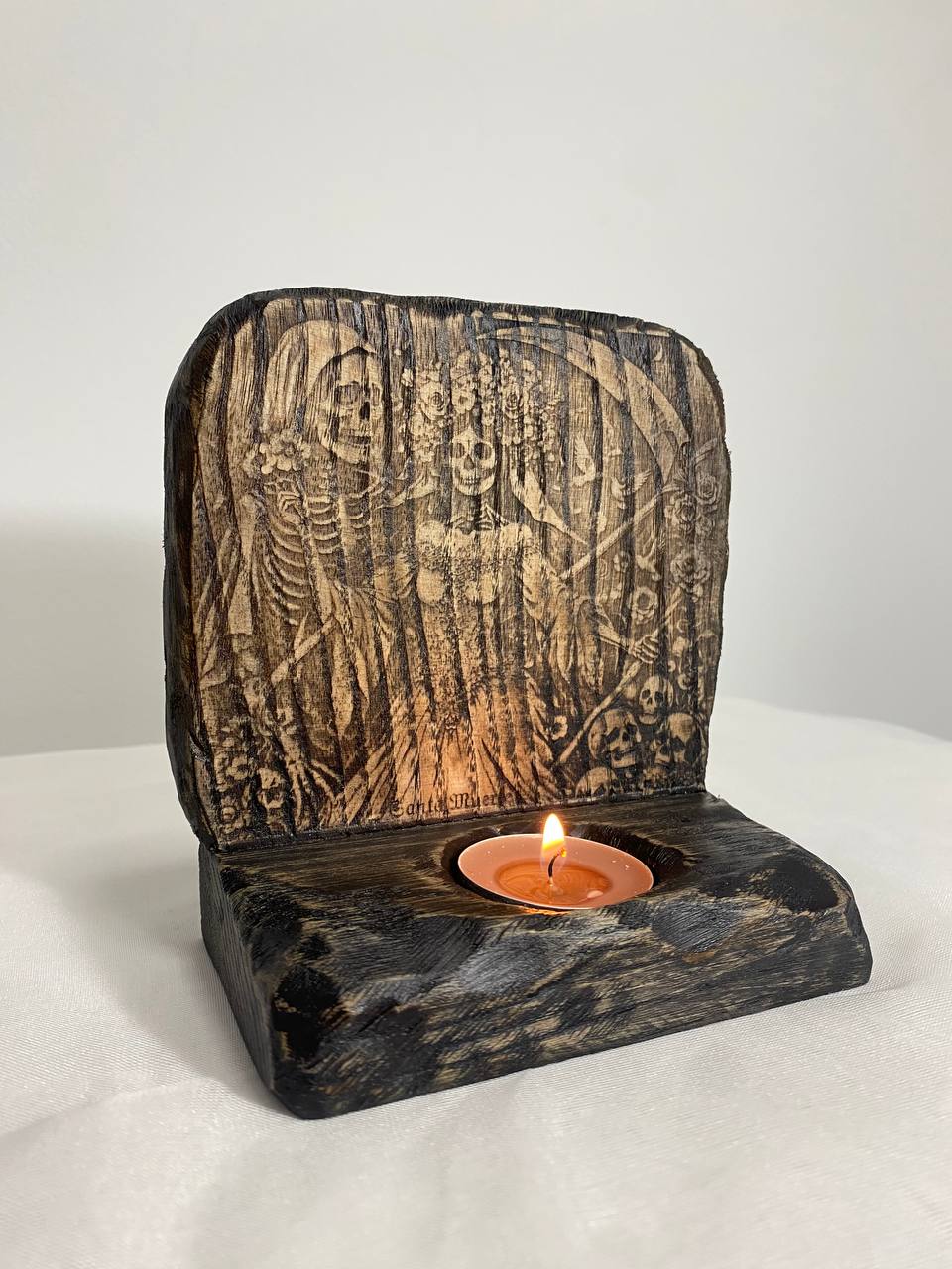 Santa muerte Santa muerte altar Goddess altar Santísima muerte Wooden candle holder Pagan altar