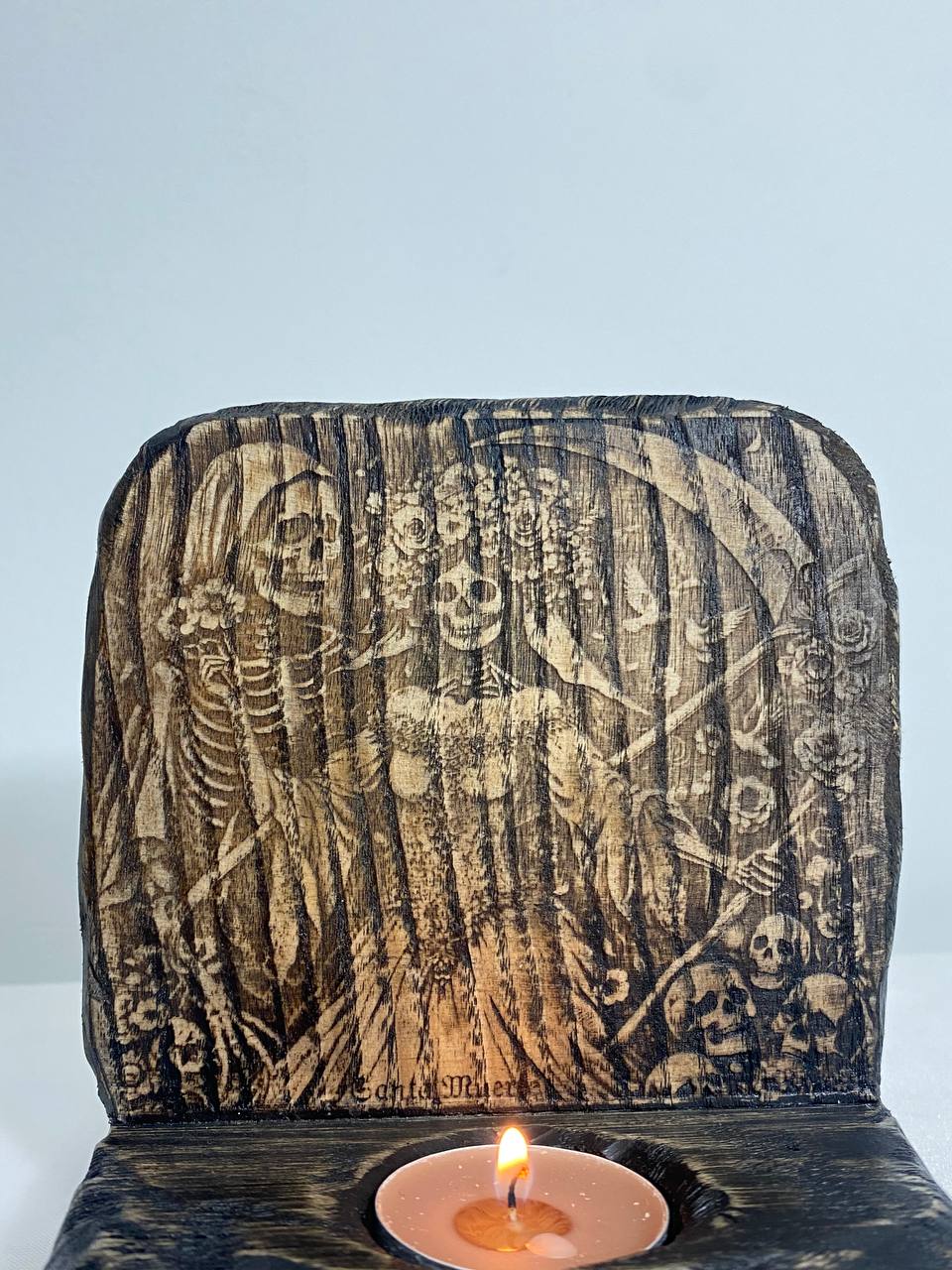 Santa muerte Santa muerte altar Goddess altar Santísima muerte Wooden candle holder Pagan altar